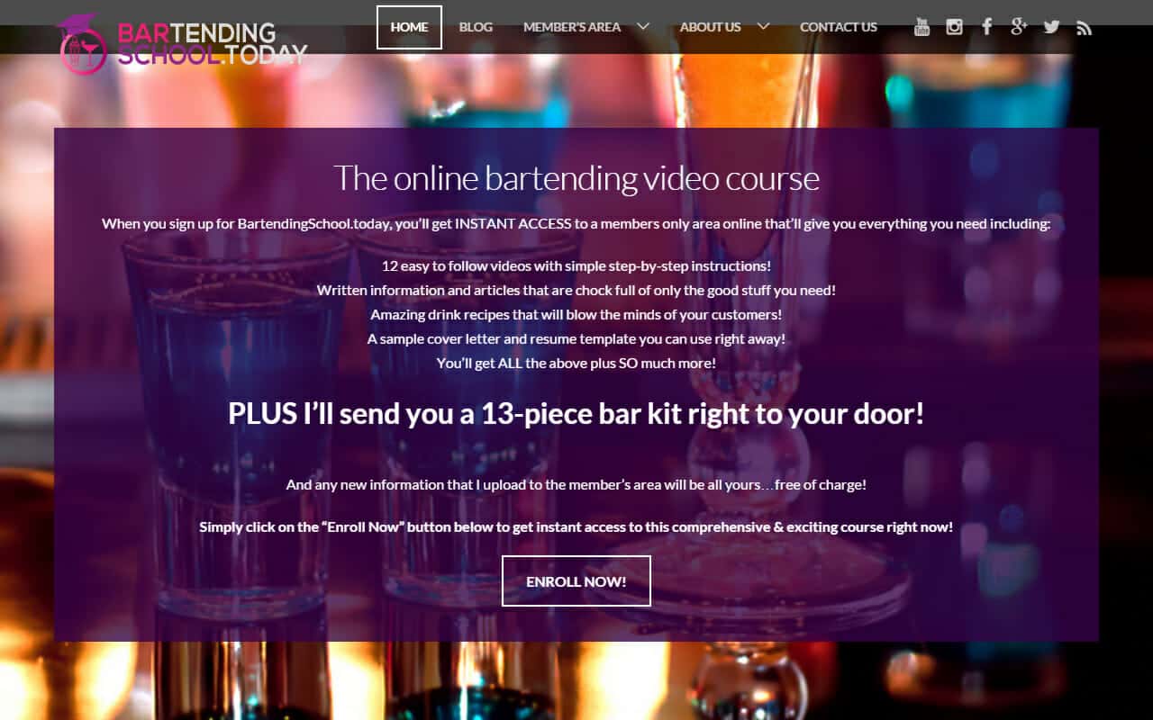 bartending school today catchy design